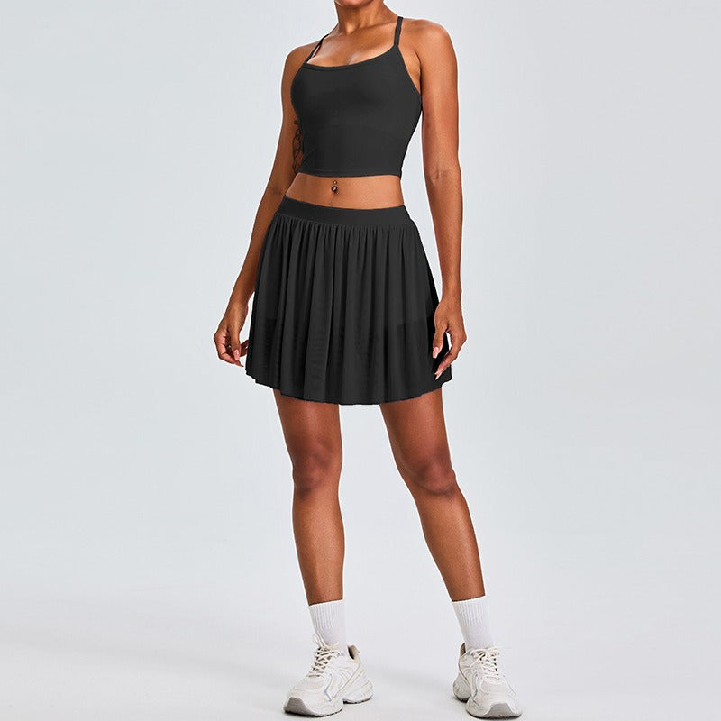 Sapphira Crop Top & Skort Set Black