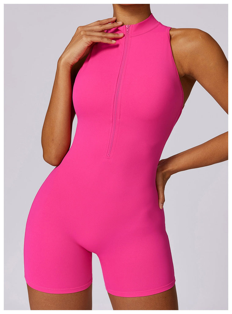 Super Sculpt V Back Romper Hot pink