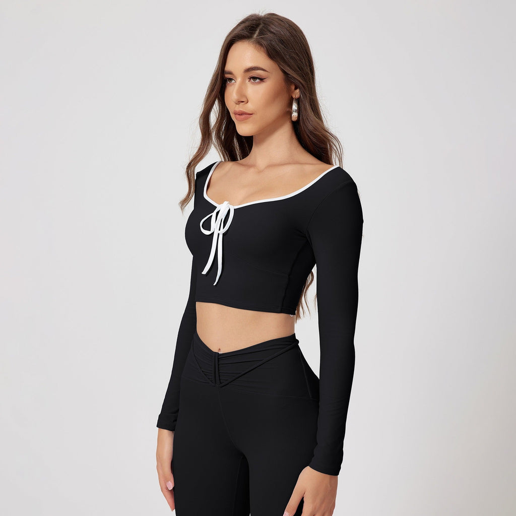 Leonor Crop Longsleeve Top & Leggings Set Black