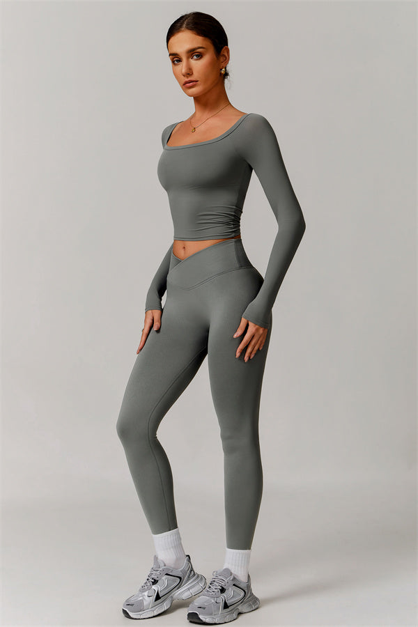The Vivid Long Sleeve Crop Top Leggings 2-Piece Set