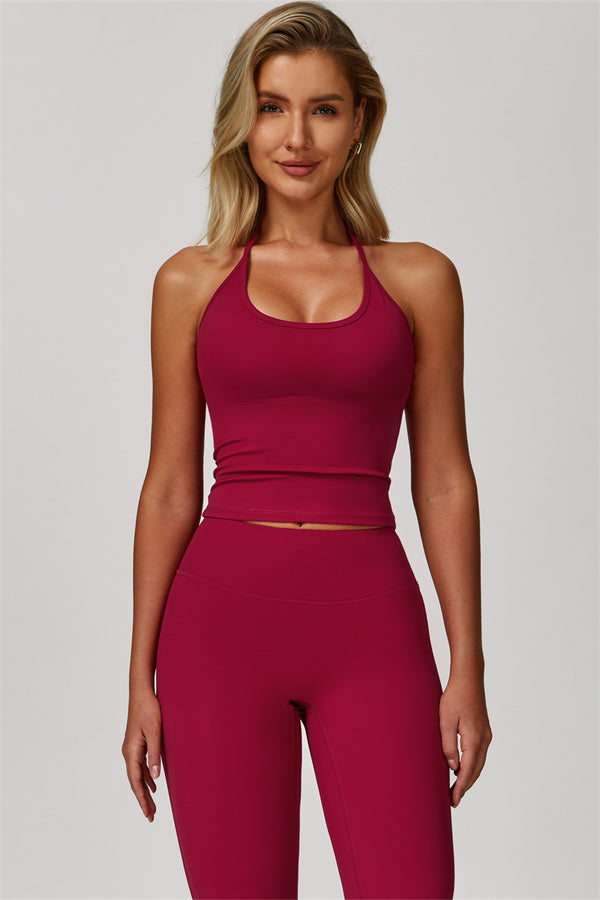 The Refresh Halter Crop Top Flared Leggings 2-Piece Set