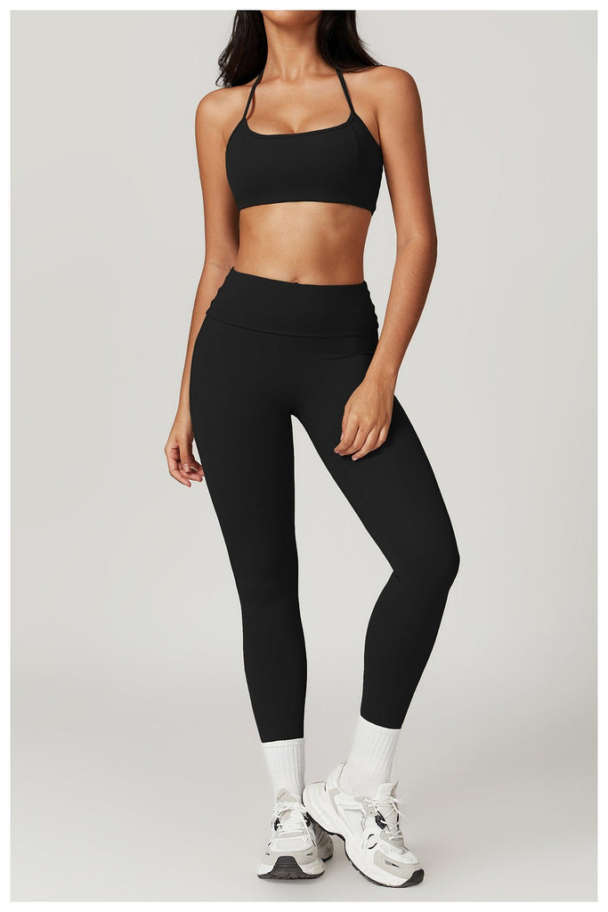 Ayla Bra Top & Leggings Set Black