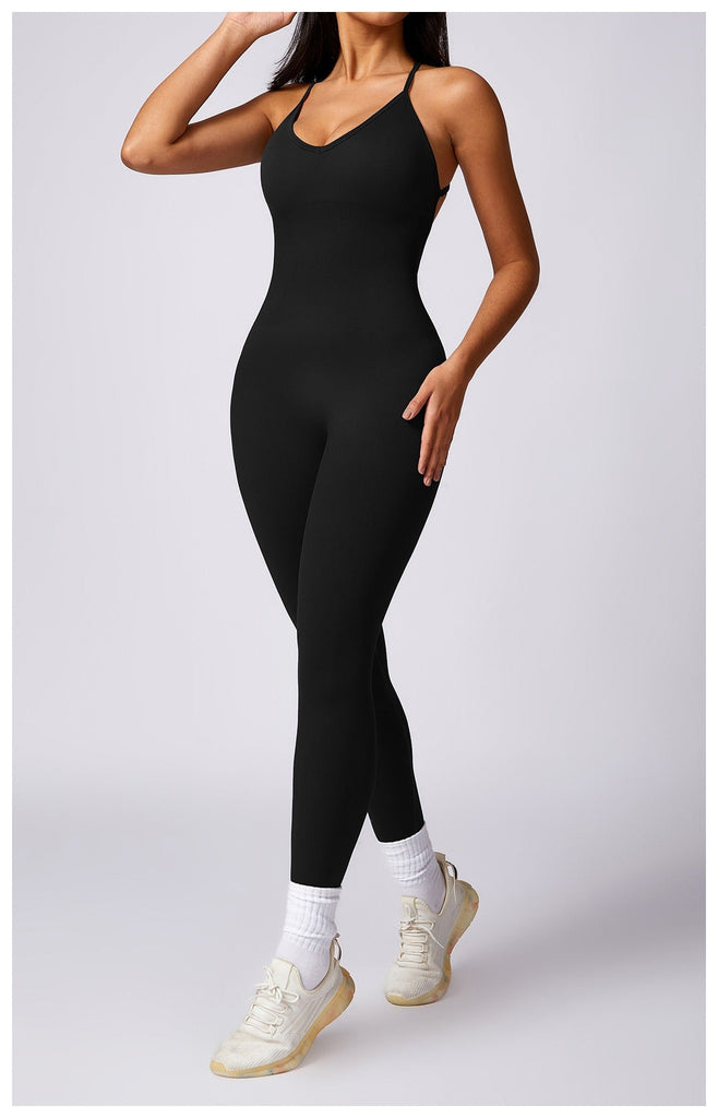 Seamless Scrunch Back Jumpsuit Black