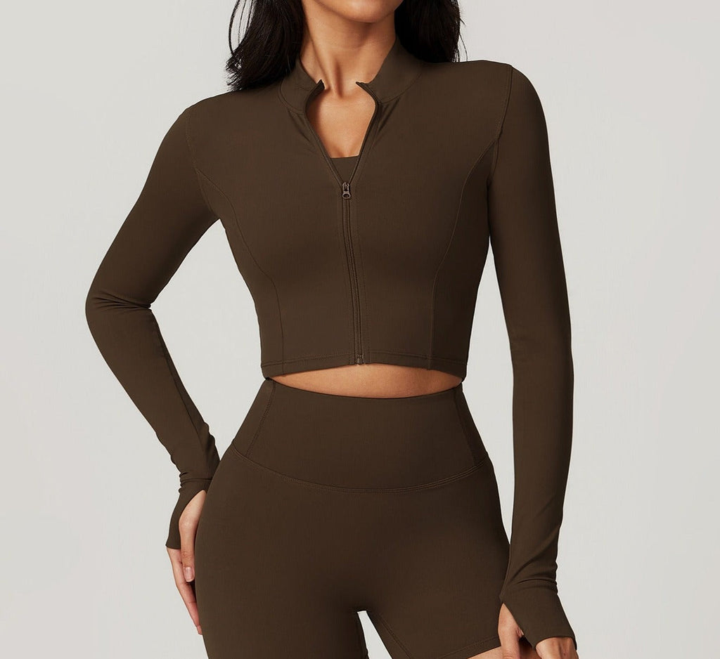 Thea Zip Longsleeve Top Chocolate