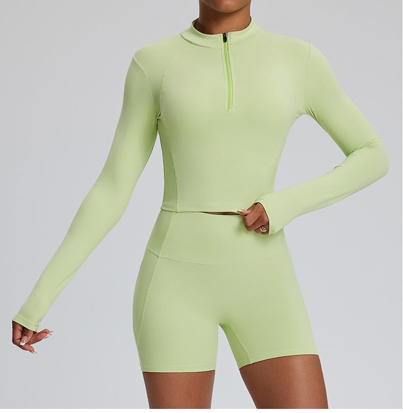 Dara Longsleeve Top & Shorts Set Neon