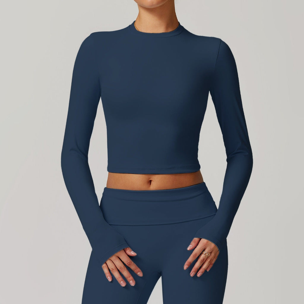 Butter Longsleeve Crop Top Navy