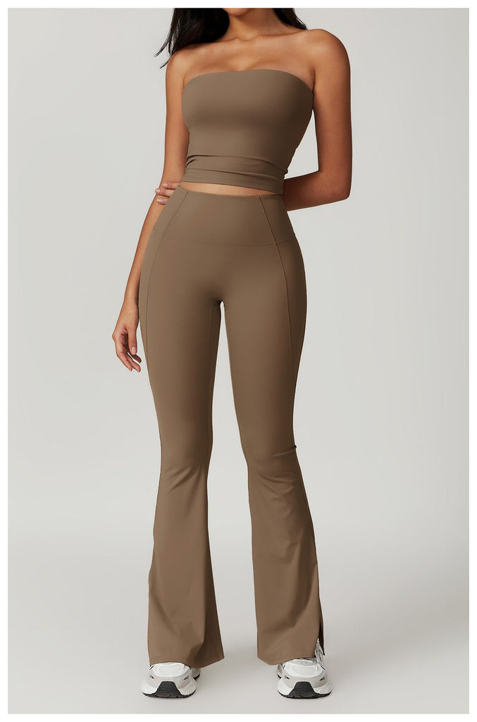Kelly Tube Top & Flared Set Coffee