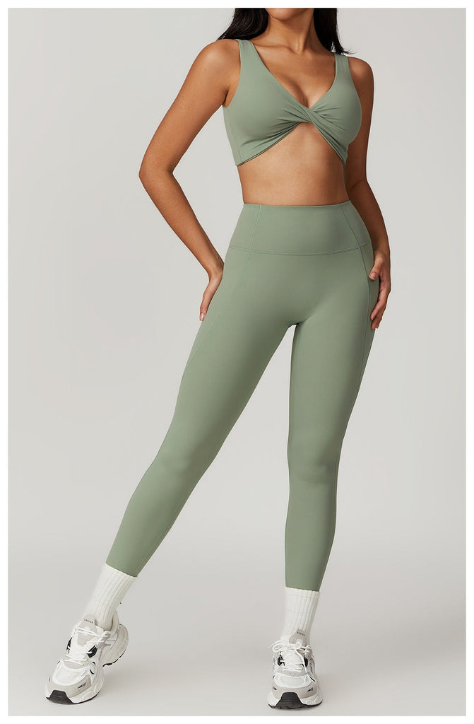 Mira Twist Bra Top & Leggings Set Sage