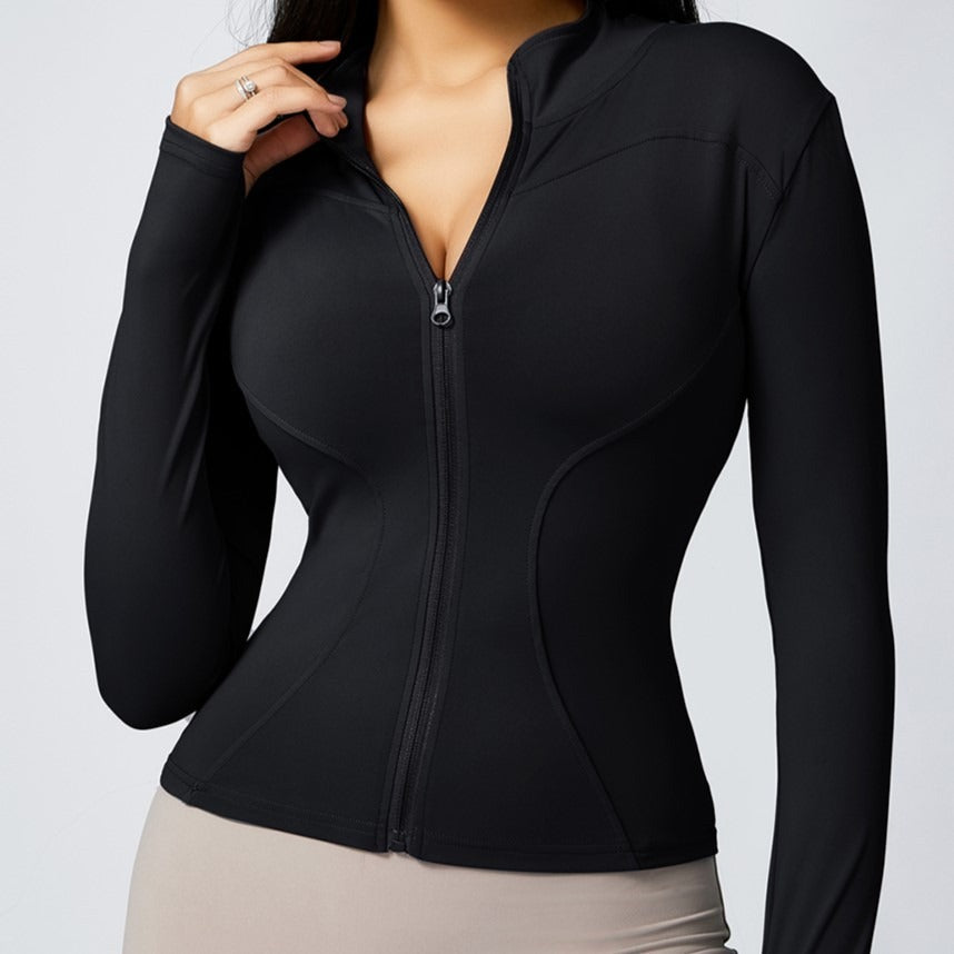 Savannah Zip Longsleeve Top Black