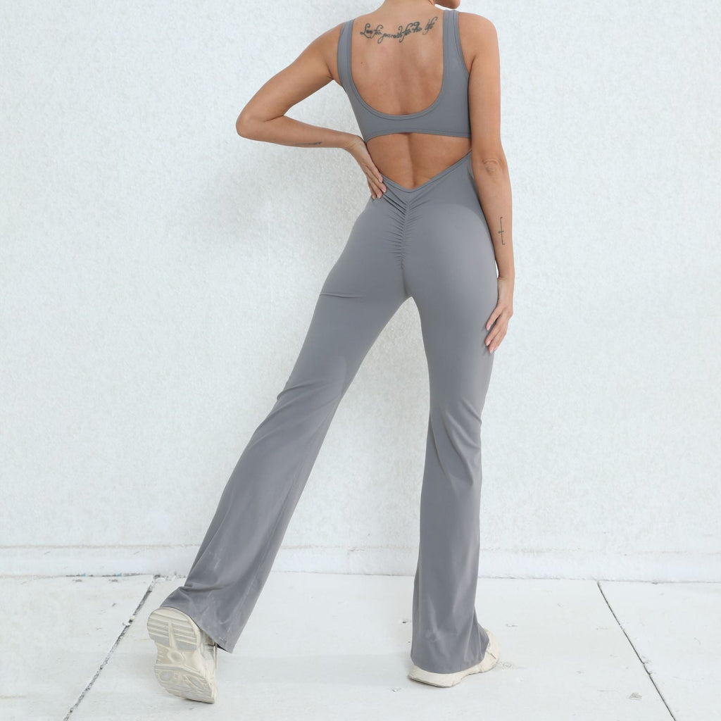 Scrunch V Back Flared Jumpsuit