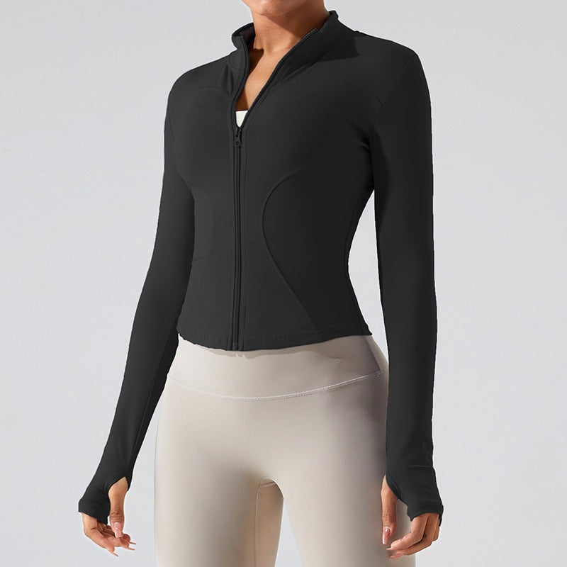 Malia Longsleeve Zip Top Black