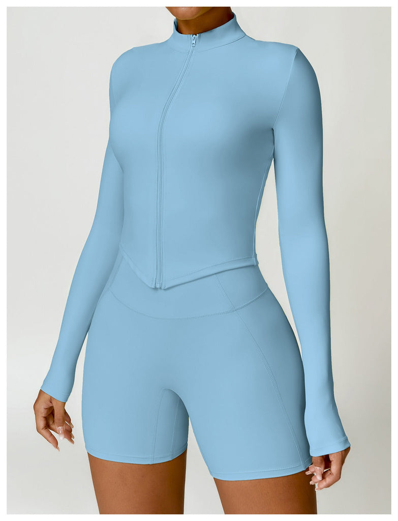 Supreme Zip Longsleeve Top & Shorts Set Blue