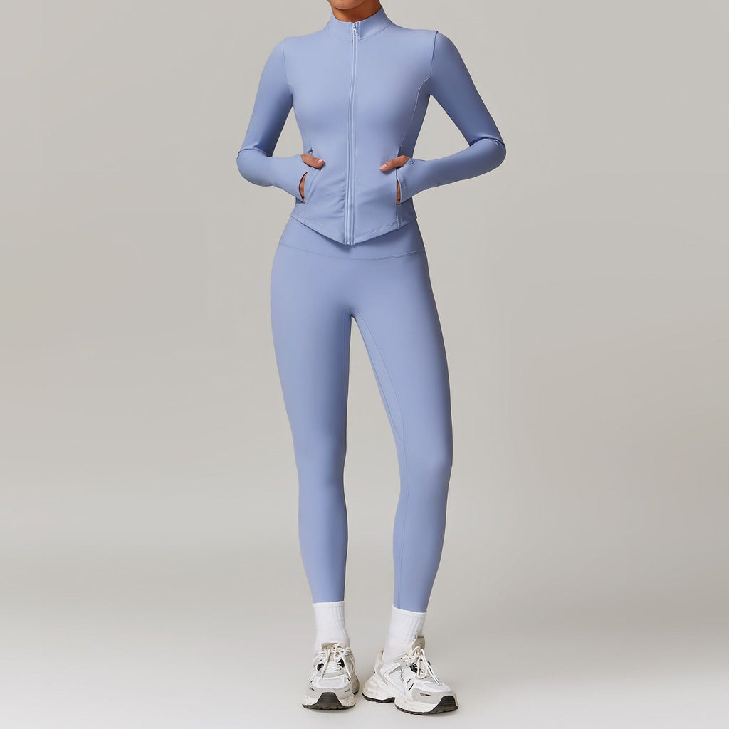 Impact Longsleeve Zip Top & Leggings Set Periwinkle