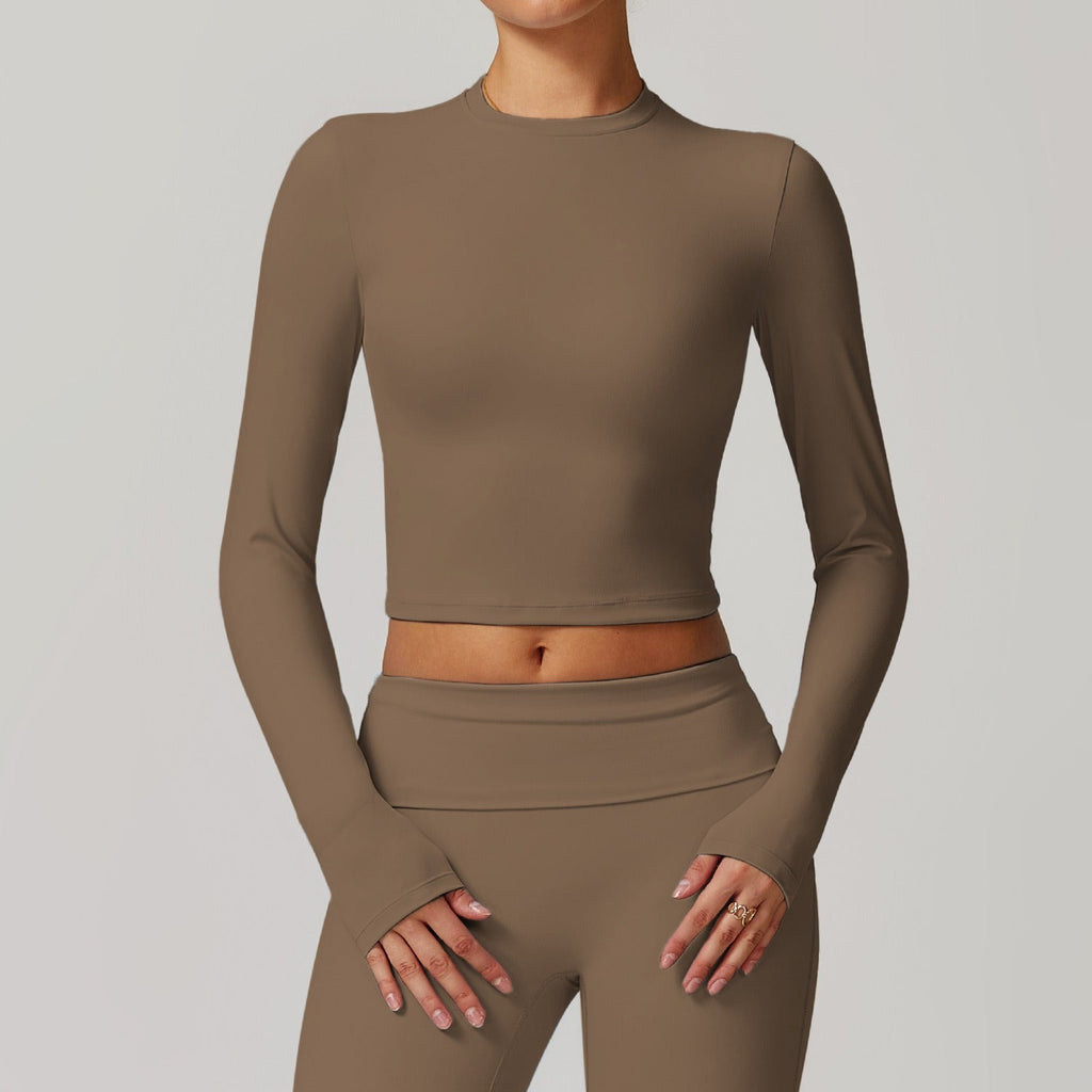 Butter Longsleeve Crop Top Coffee