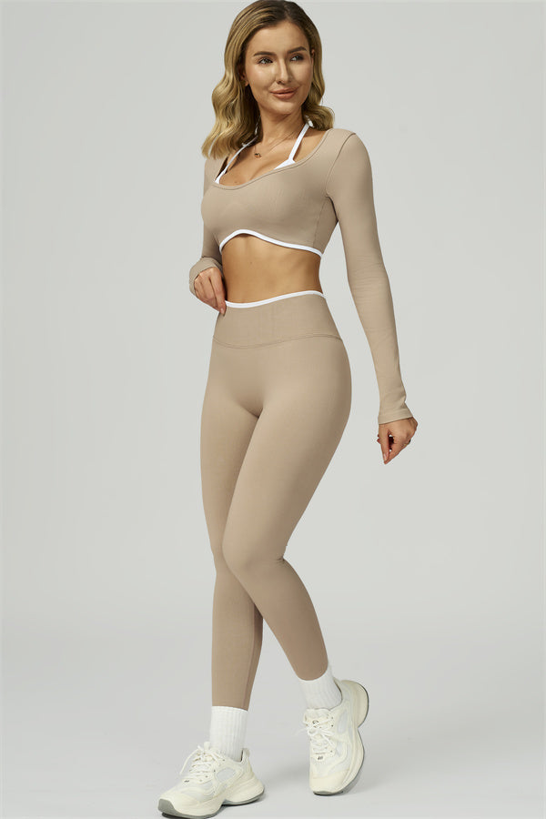 The Prime Line Long Sleeve Crop Top Leggings 2-Piece Set