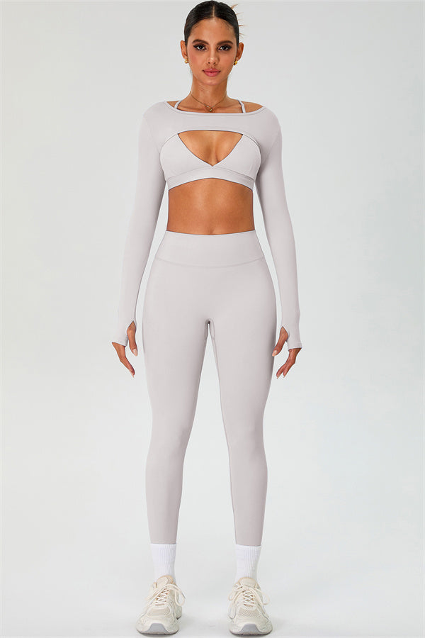 The Ember Sports Bra Crop Top Leggings 3-Piece Set
