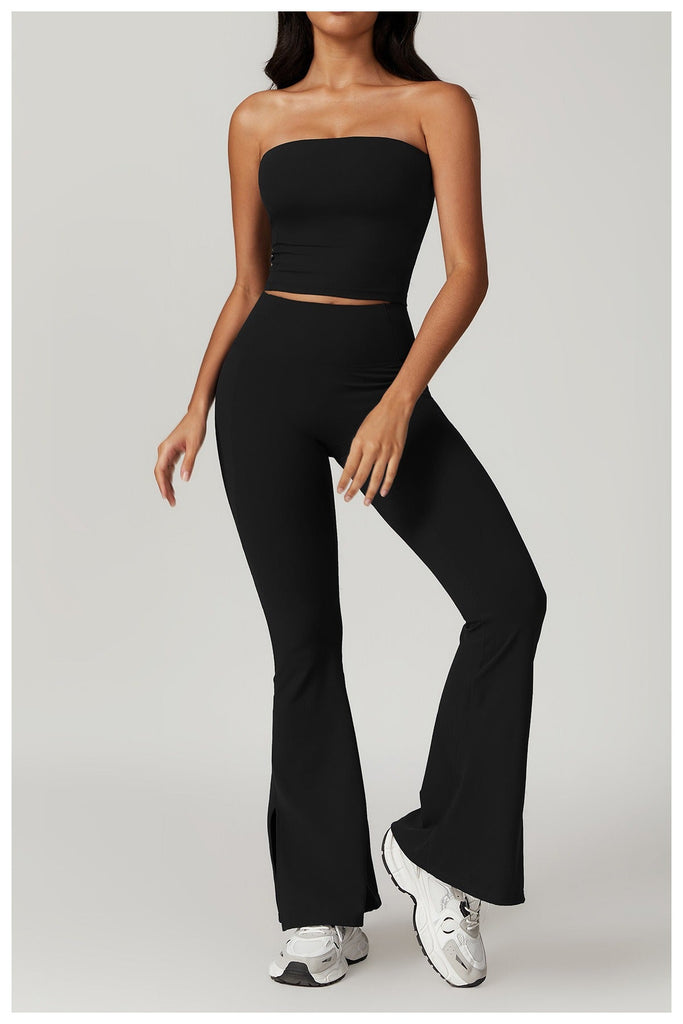 Kelly Tube Top & Flared Set Black