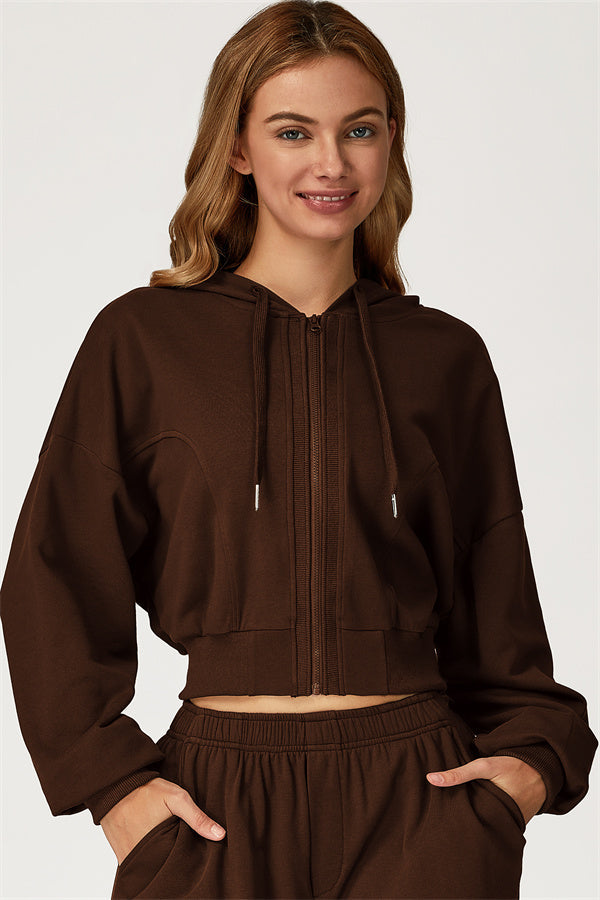 The Glacier Crop Hoodie Roman Brown