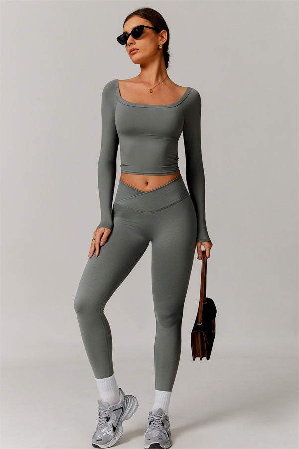 The Vivid Long Sleeve Crop Top Leggings 2-Piece Set