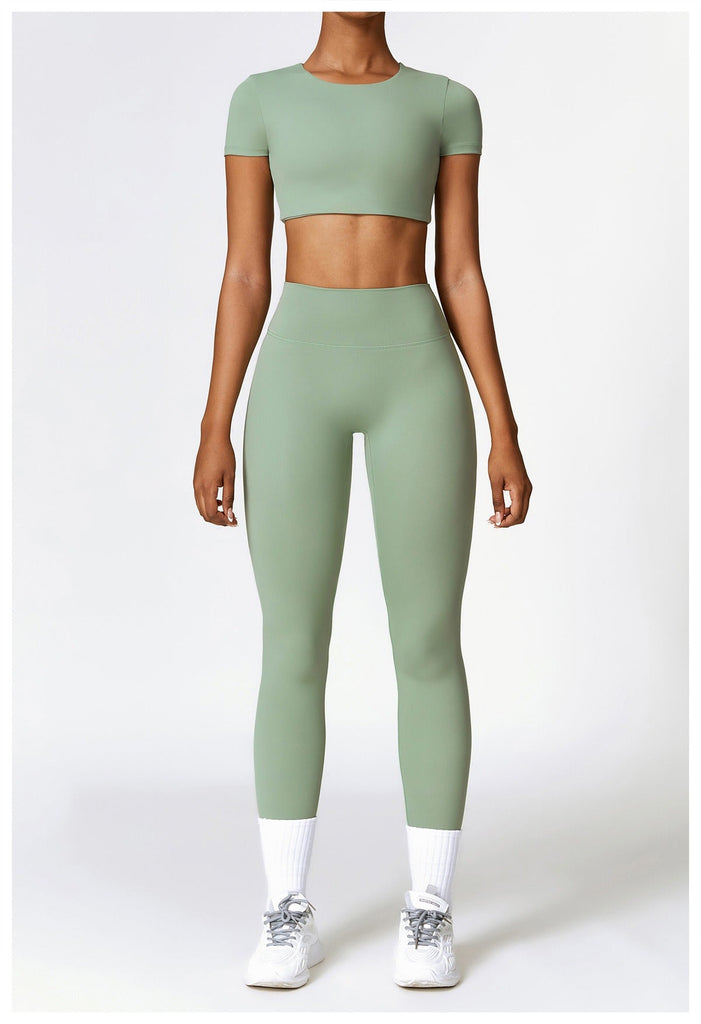 Butter T-Sleeve Top & Leggings Set Bamboo green
