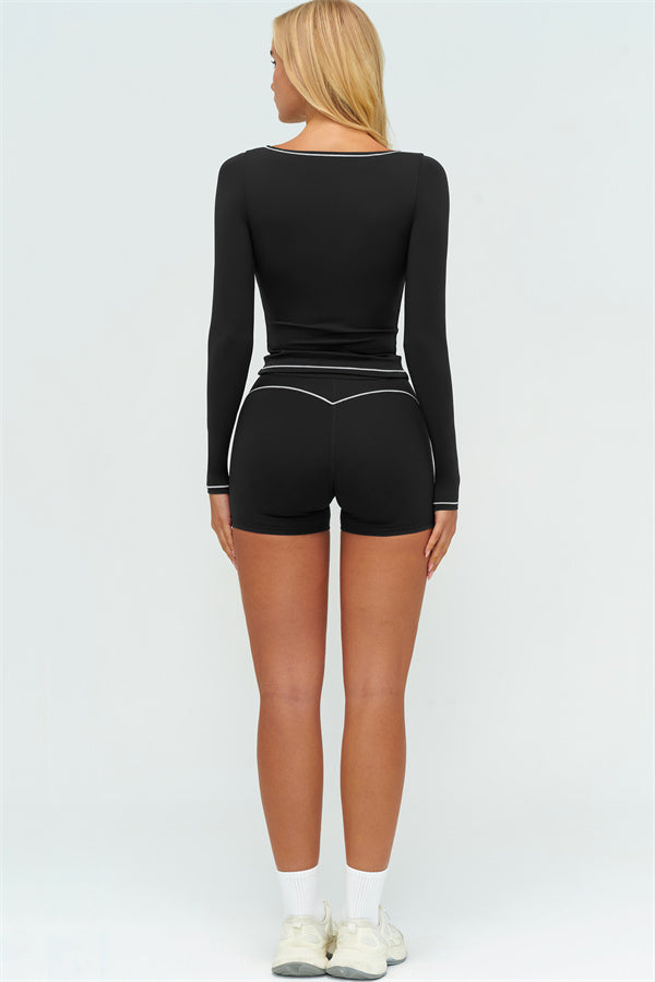 The Amara Long Sleeve T-shirt Shorts 2-Piece Set
