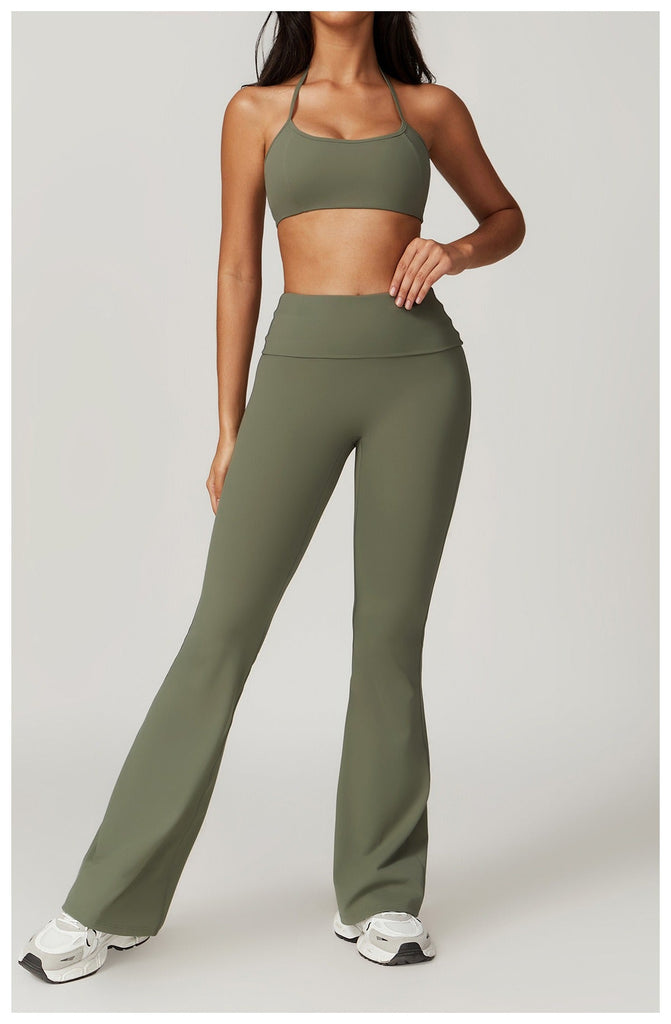 Ayla Bra Top & Flared Set Hunter green