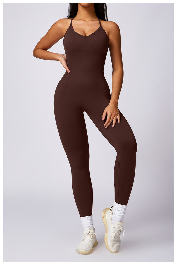 Seamless Scrunch Back Jumpsuit Brown