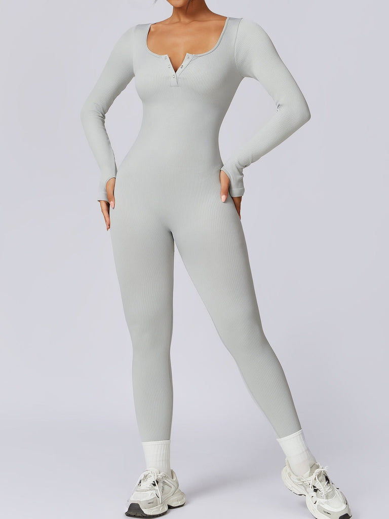 Buttoned Snatched Scoop Jumpsuit