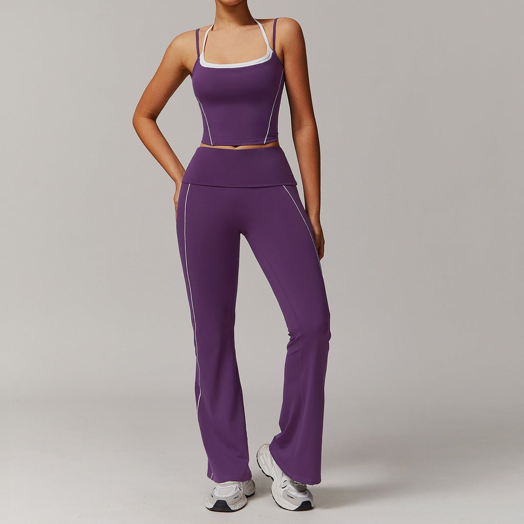 Martha Tank Top & Flared Set Plum