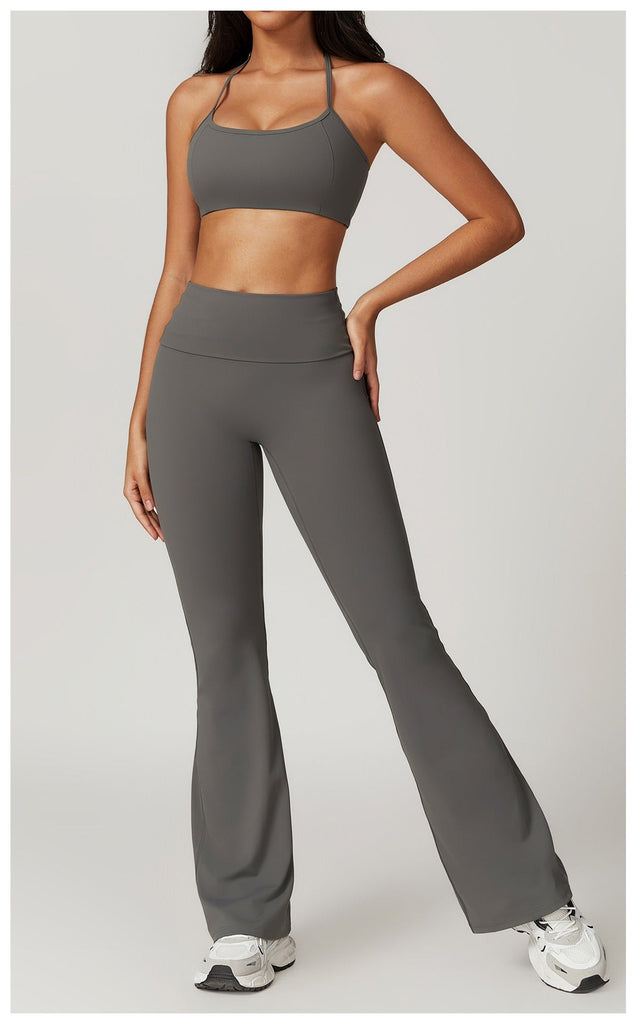 Ayla Bra Top & Flared Set Graphite