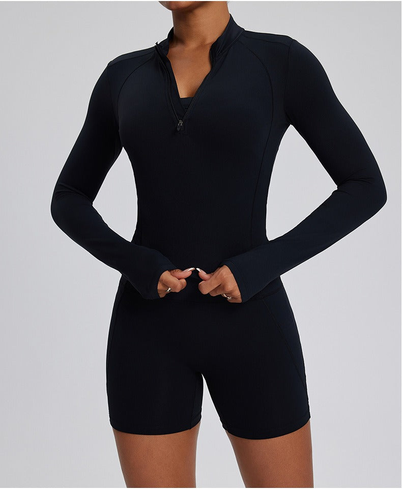 Dara Longsleeve Top & Shorts Set Black