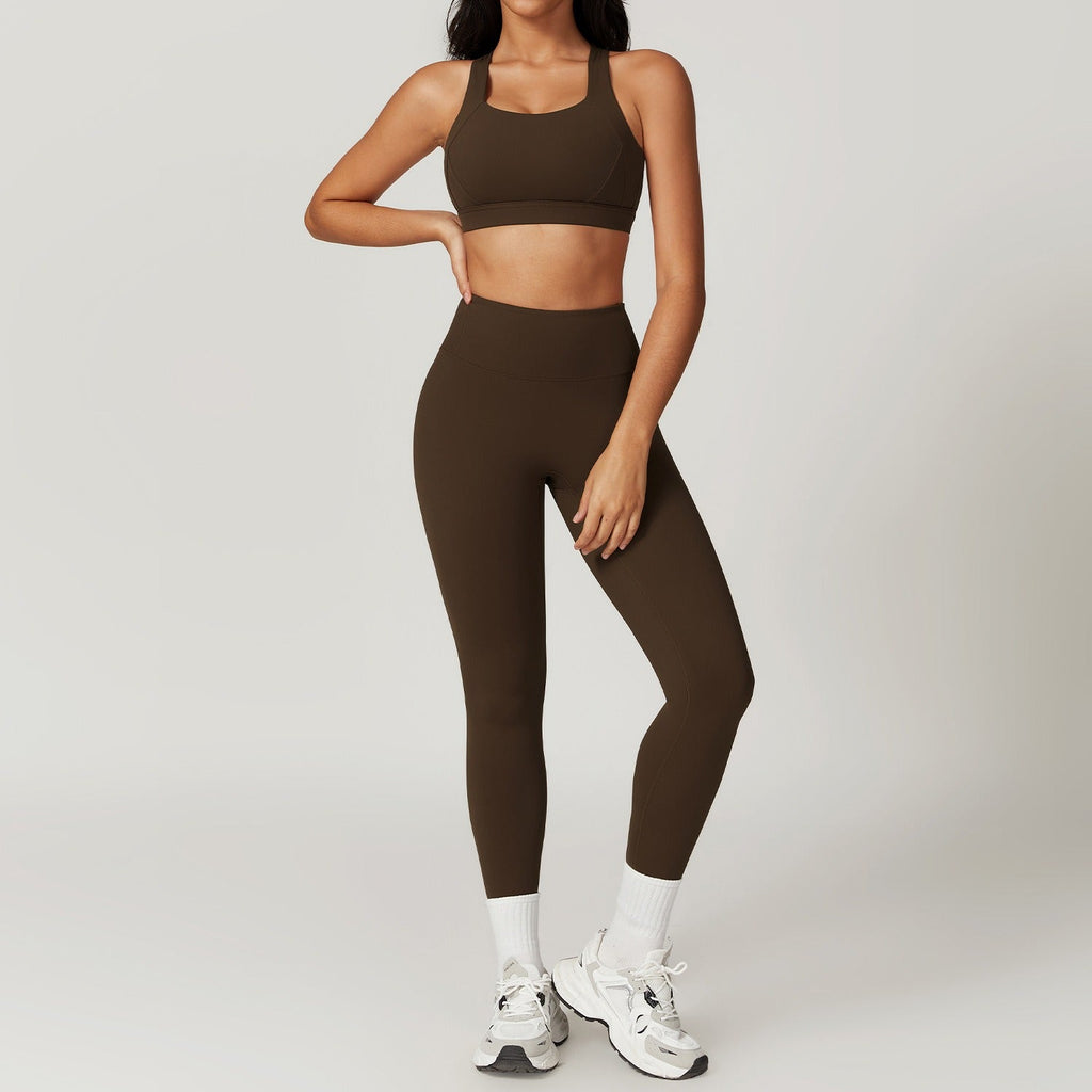 Thea Bra Top & Leggings Set Chocolate