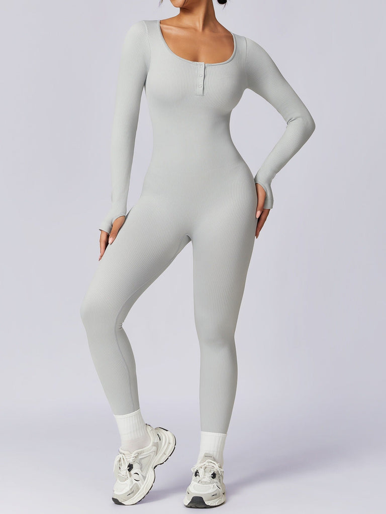 Buttoned Snatched Scoop Jumpsuit