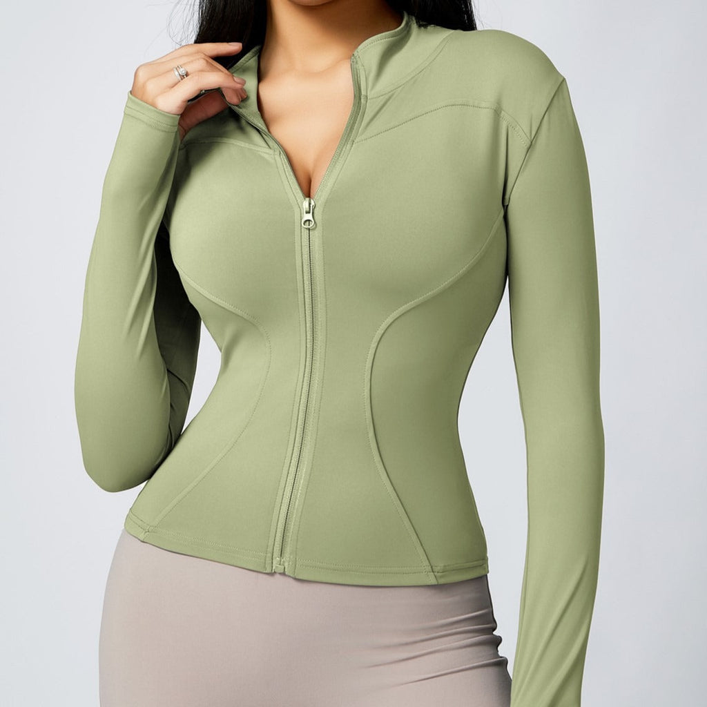Savannah Zip Longsleeve Top Sage