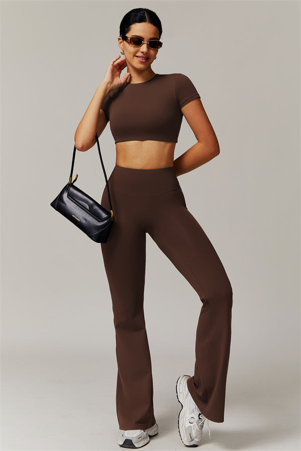 The Delicate Crop Top Flared Leggings 2-Piece Set