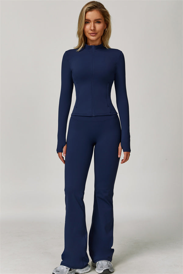 The Refresh Jacket Sports Bra Flared Leggings 3-Piece Set