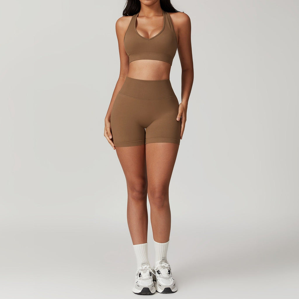 Avery Halter Top & Shorts Set Brown