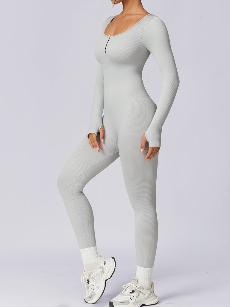 Buttoned Snatched Scoop Jumpsuit