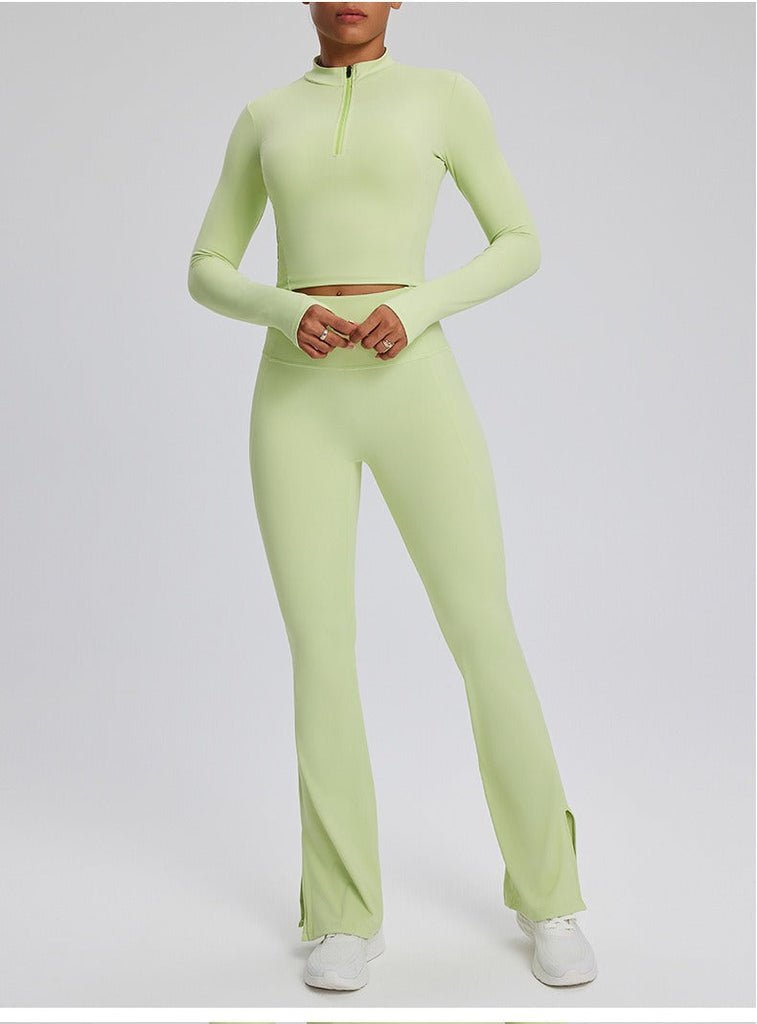 Dara Longsleeve Top & Flared Set Neon