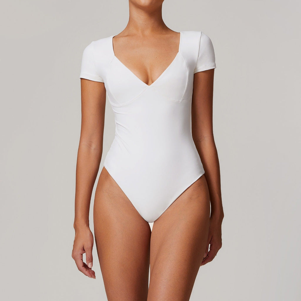 Emmeline Plunge Cut Bodysuit White