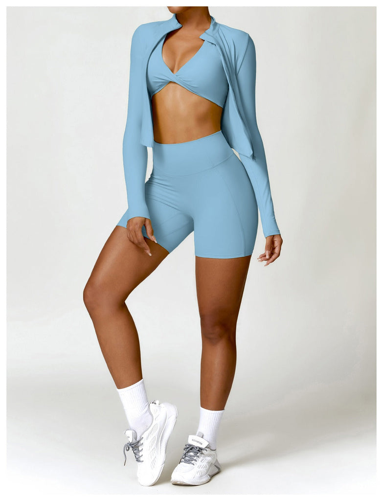 Supreme Zip Longsleeve Top & Shorts Set