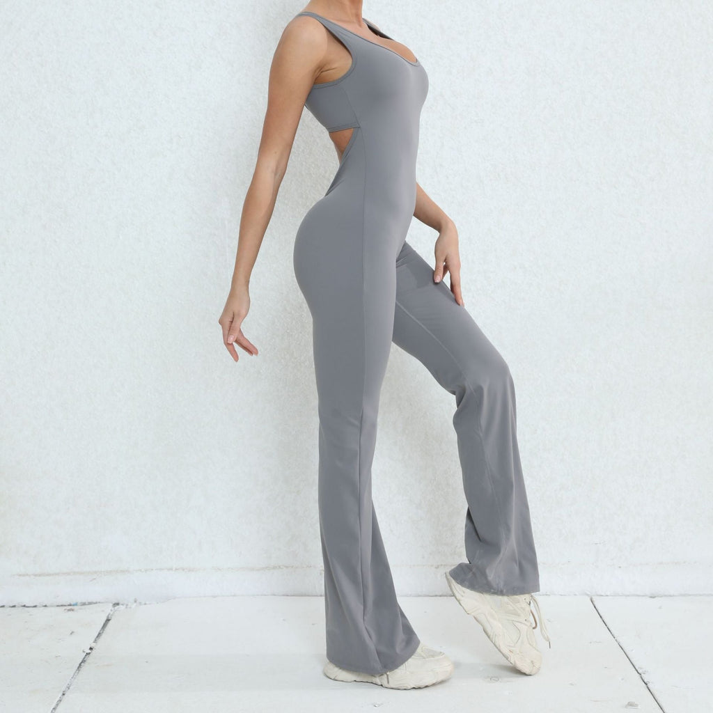 Scrunch V Back Flared Jumpsuit