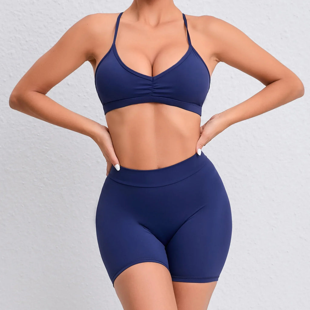 Viola Bra Top & Shorts Set Navy