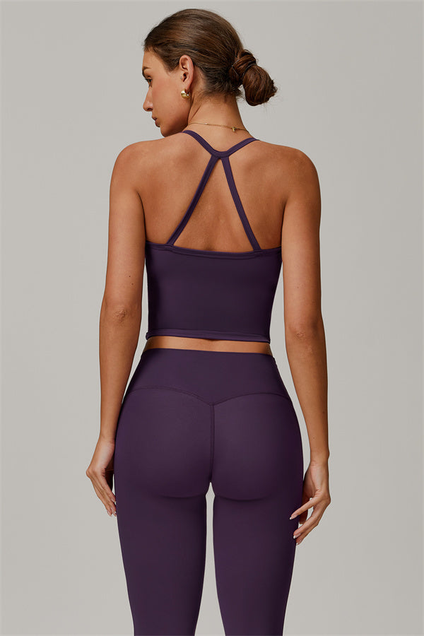 The Isabella Crop Top Leggings 2-Piece Set Plum Purple