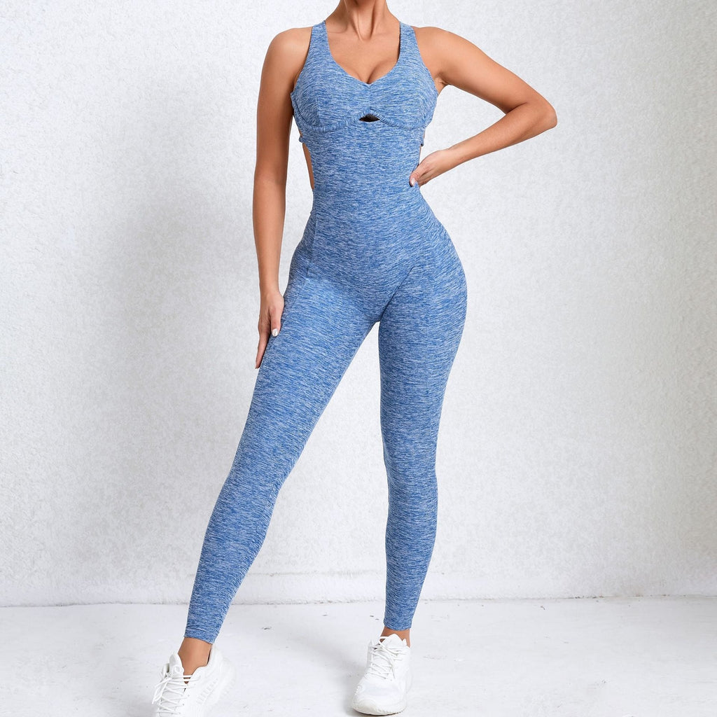 Double Cross Back Active Jumpsuit Denim