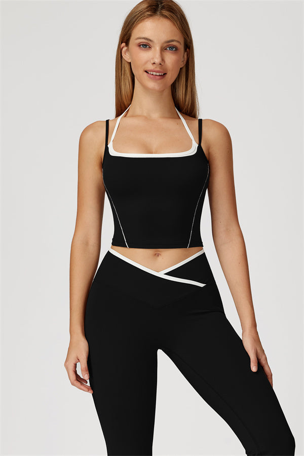The Radiant Crop Top Flared Leggings 2-Piece Set Black