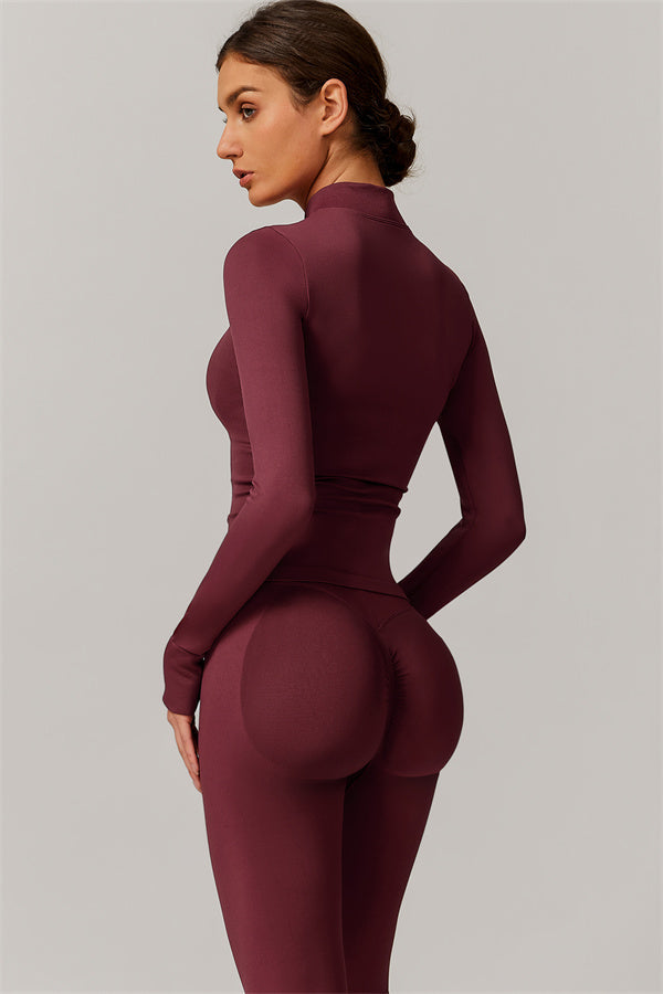 The Nova Luxe Jacket Leggings 2-Piece Set Burgundy