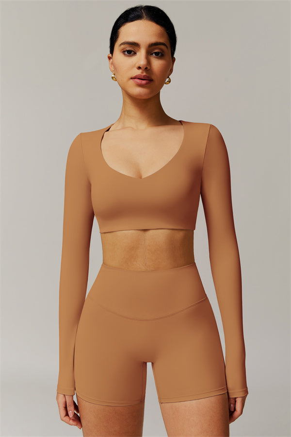 The Delicate Long Sleeve T-shirt Shorts 2-Piece Set Burning Sand