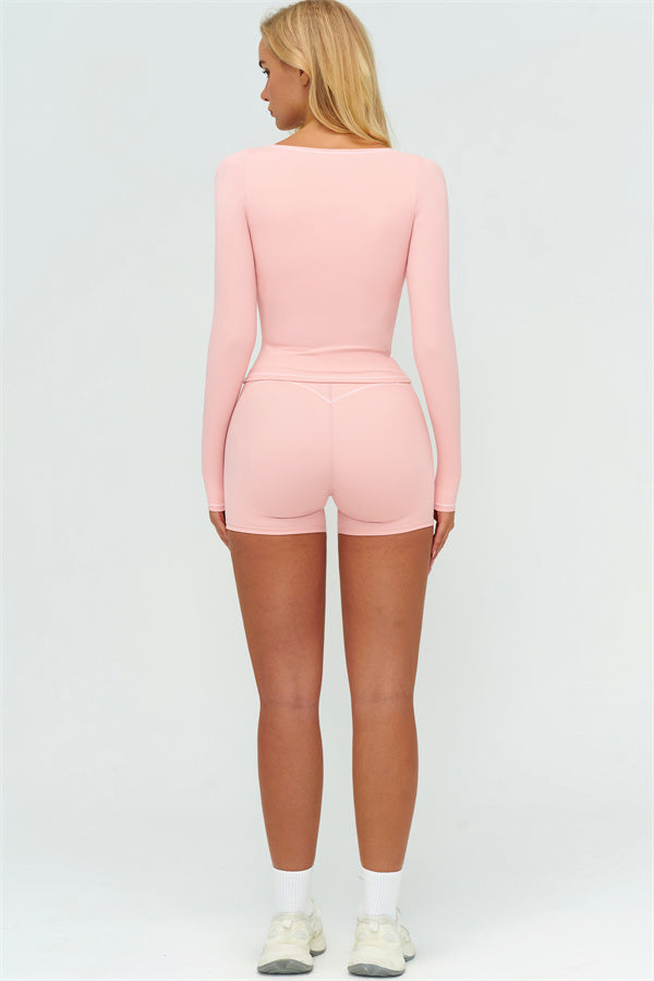 The Amara Long Sleeve T-shirt Shorts 2-Piece Set