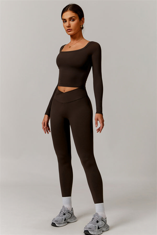The Vivid Long Sleeve Crop Top Leggings 2-Piece Set